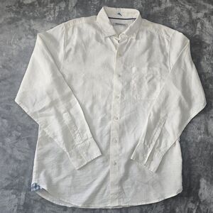 Tommy Bahama Linen Button Up Shirt  Mens White Long Sleeve‎